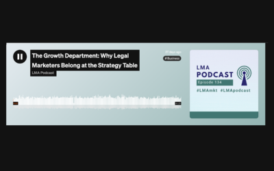 Legal Marketing Association Podcast – “The Growth Department. Why Legal Marketers Belong At The Strategy Table.”